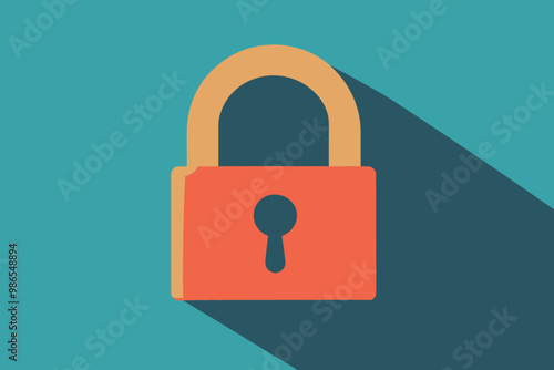 Secure and Protected: A simple yet powerful illustration of a red padlock with a long shadow, symbolizing security, privacy, and data protection, perfect for web design and digital security concepts.