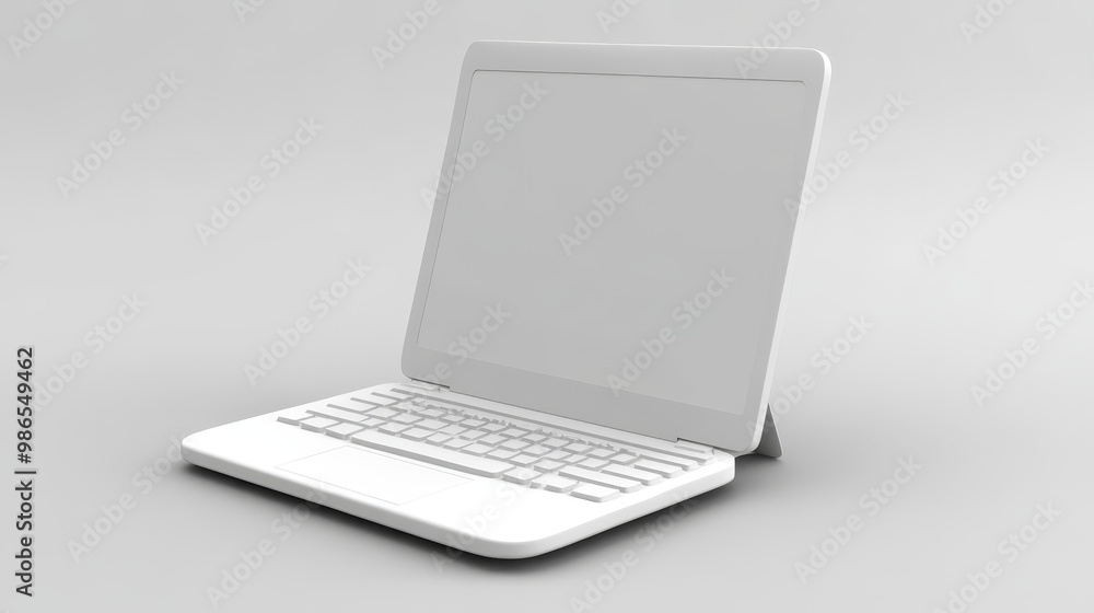 A modern, sleek white laptop with a blank screen, perfect for showcasing technology and minimalistic design. A modern, sleek white laptop with a blank screen, perfect for showcasing technology and minimalistic design.