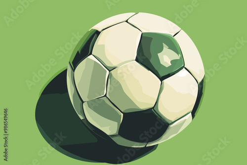 Classic Soccer Ball on Green: A stylized vector illustration of a traditional soccer ball against a vibrant green backdrop, capturing the essence of the beautiful game.