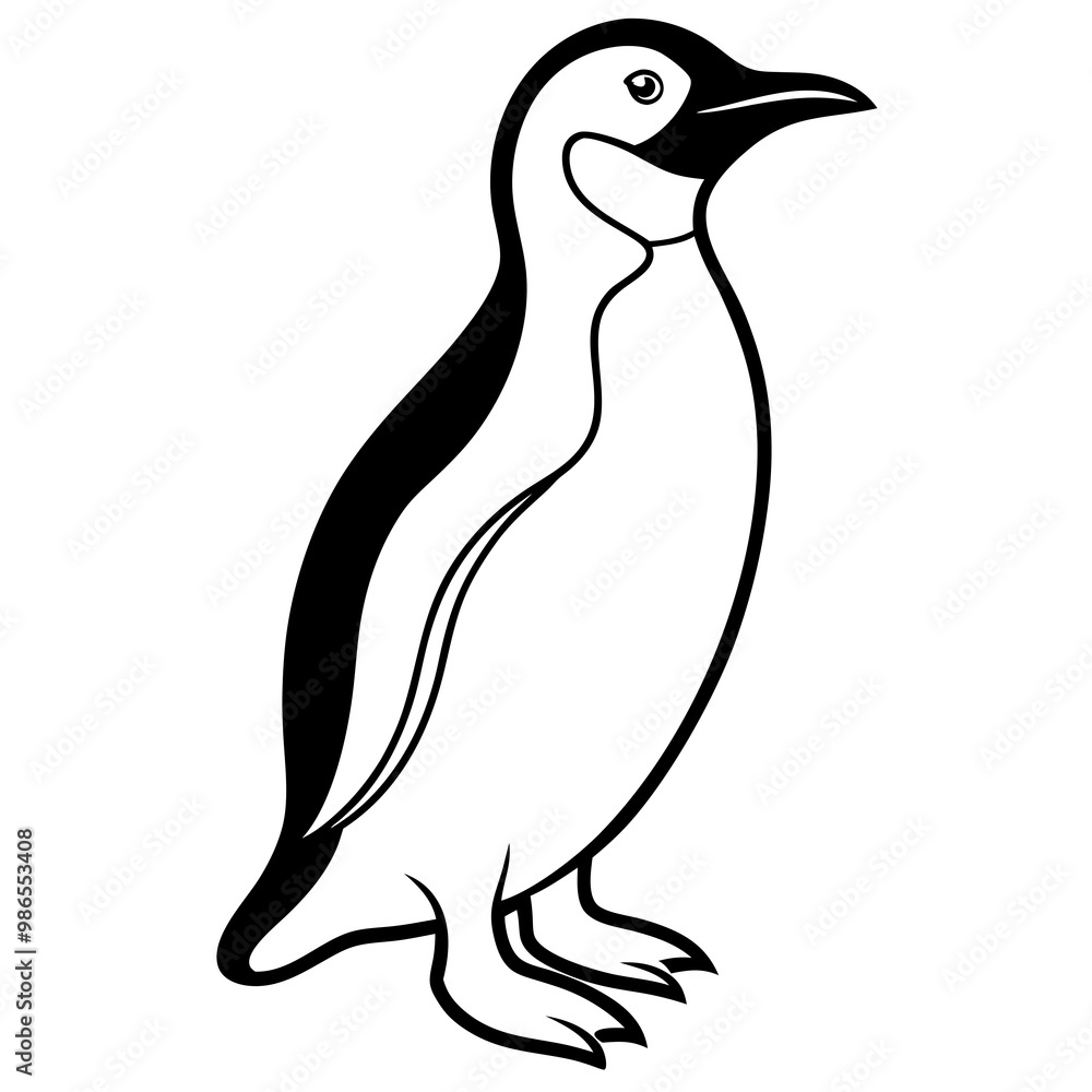 Obraz premium Smooth Lines of a Waddling Penguin Vector Art