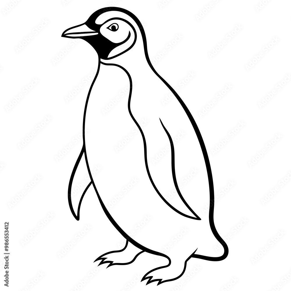 Obraz premium Smooth Lines of a Waddling Penguin Vector Art