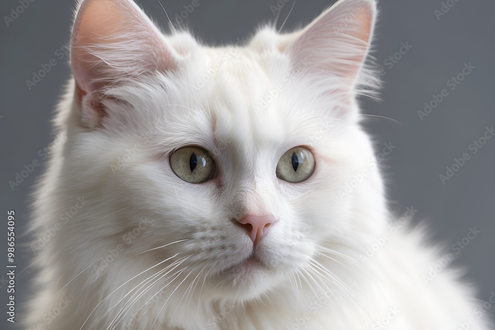 Adorable domestic cat with fluffy fur and large round eyes Adorable domestic cat with fluffy fur and large round eyes