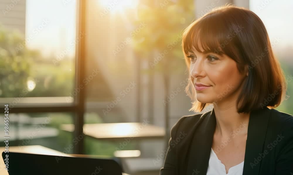 Focused Belgian Woman Working in Modern Office Focused Belgian Woman Working in Modern Office