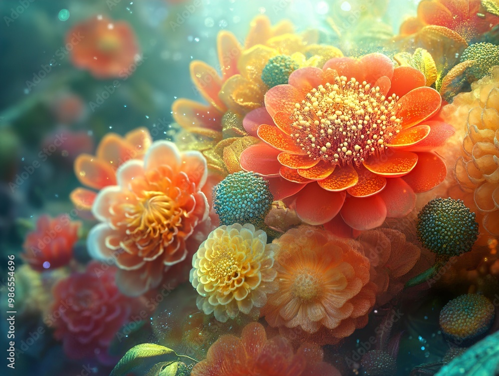 Vibrant Floral Art: A Close-Up Look at Delicate Blooms Vibrant Floral Art: A Close-Up Look at Delicate Blooms