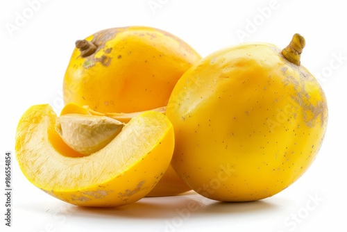 A fresh yellow sapote isolated on white