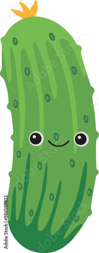 Cute cucumber with smiling face