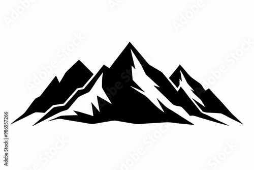 Mountain landscape illustration in silhouette vector for digital designs photo