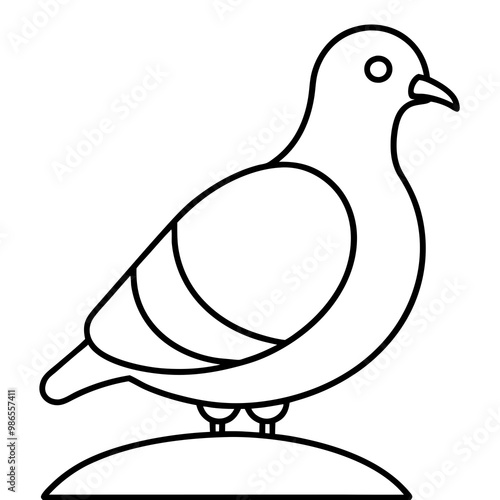Minimalist Vector of a Pigeon on a Ledge