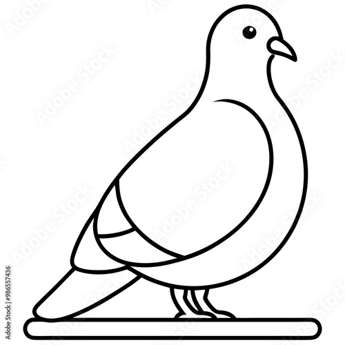 Minimalist Vector of a Pigeon on a Ledge