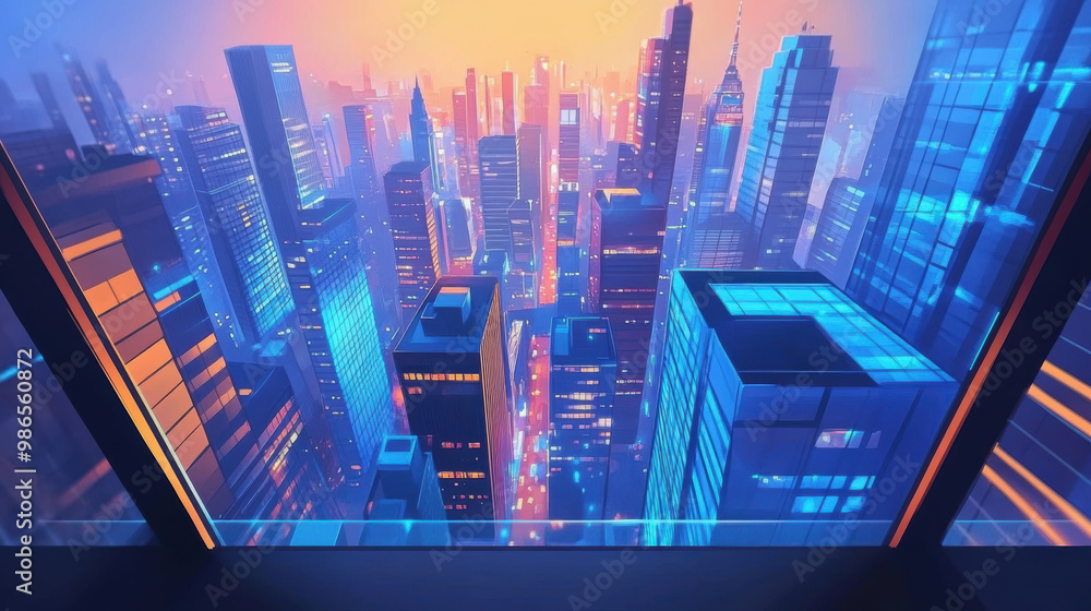 Cityscape Seen from a High-Rise Window at Night
Cityscape Seen from a High-Rise Window at Night