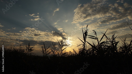 puesta de sol en la Ampolla tarragona después de la lluvia, fondo pantalla, fondo escritorio