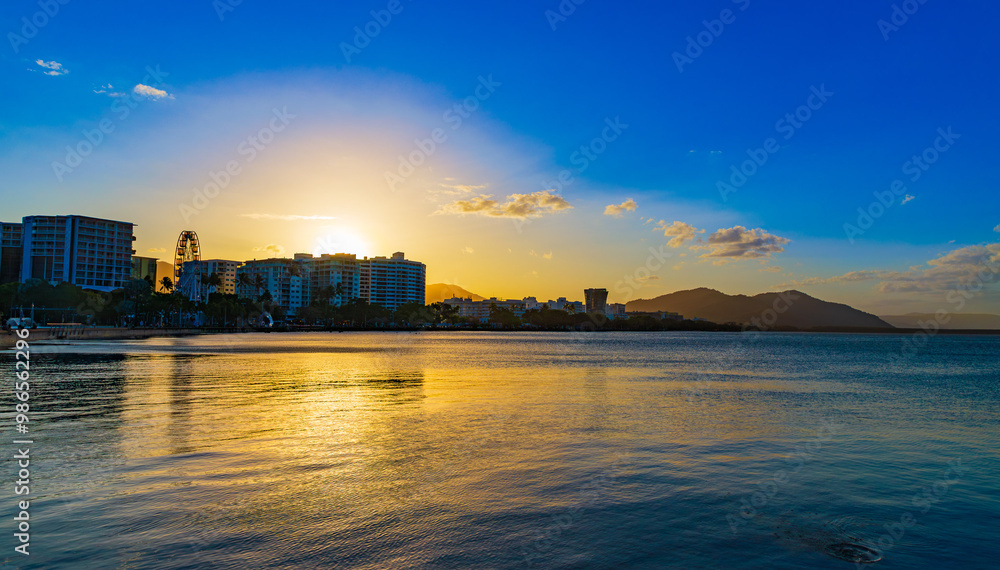 Sunset over Cairns in the Far North Queensland, Australia