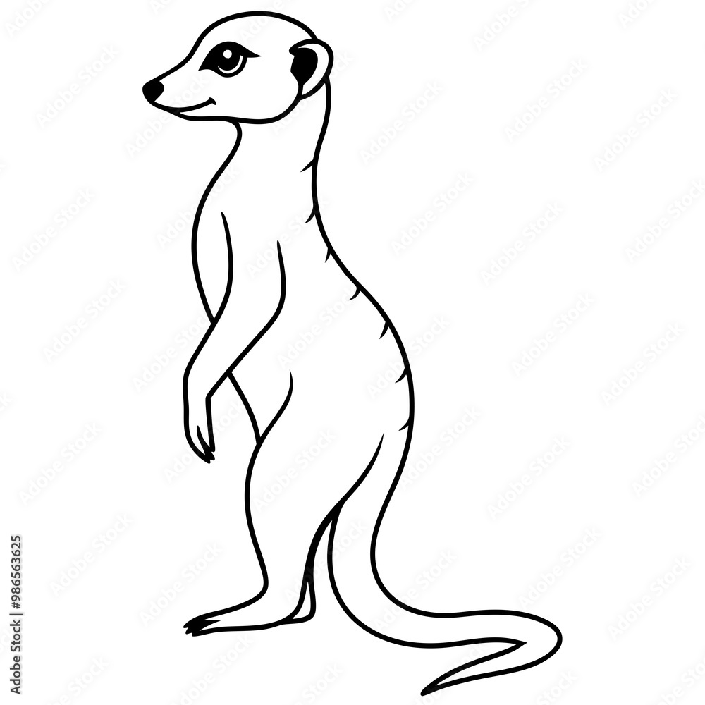 Minimal Line Art of an Upright Meerkat Surveying Its Surroundings Minimal Line Art of an Upright Meerkat Surveying Its Surroundings