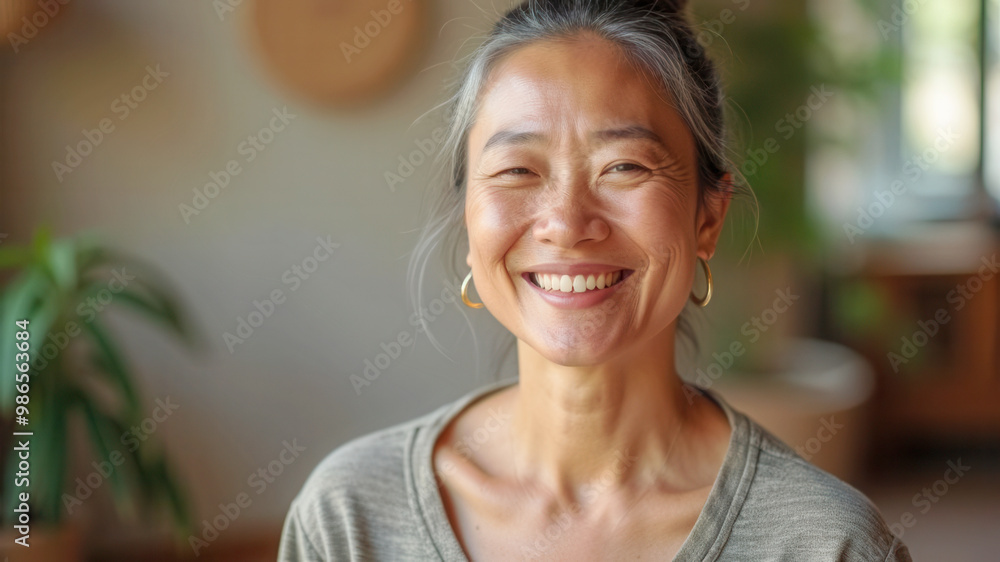 Happy older asian lady with copy space Happy older asian lady with copy space