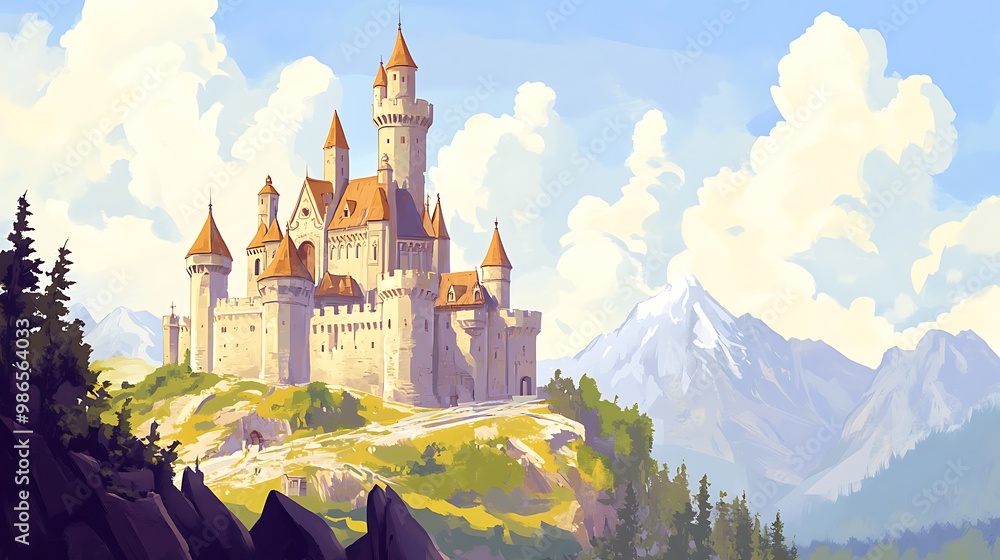 A Majestic Stone Castle Perched on a Mountaintop A Majestic Stone Castle Perched on a Mountaintop