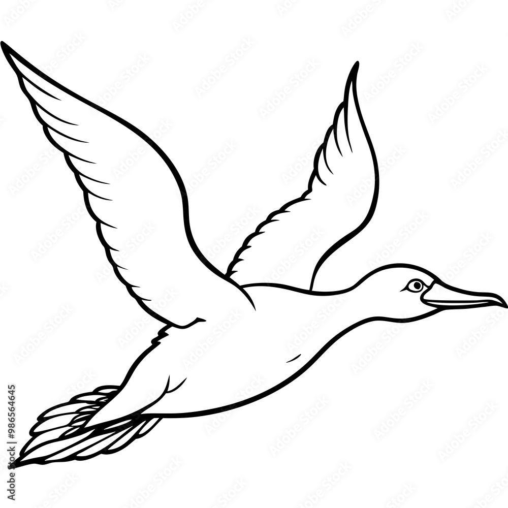 Streamlined Gannet Diving Vertically - Tucked Wings Art Vector Streamlined Gannet Diving Vertically - Tucked Wings Art Vector