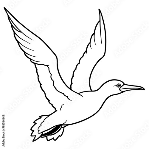 Streamlined Gannet Diving Vertically - Tucked Wings Art Vector