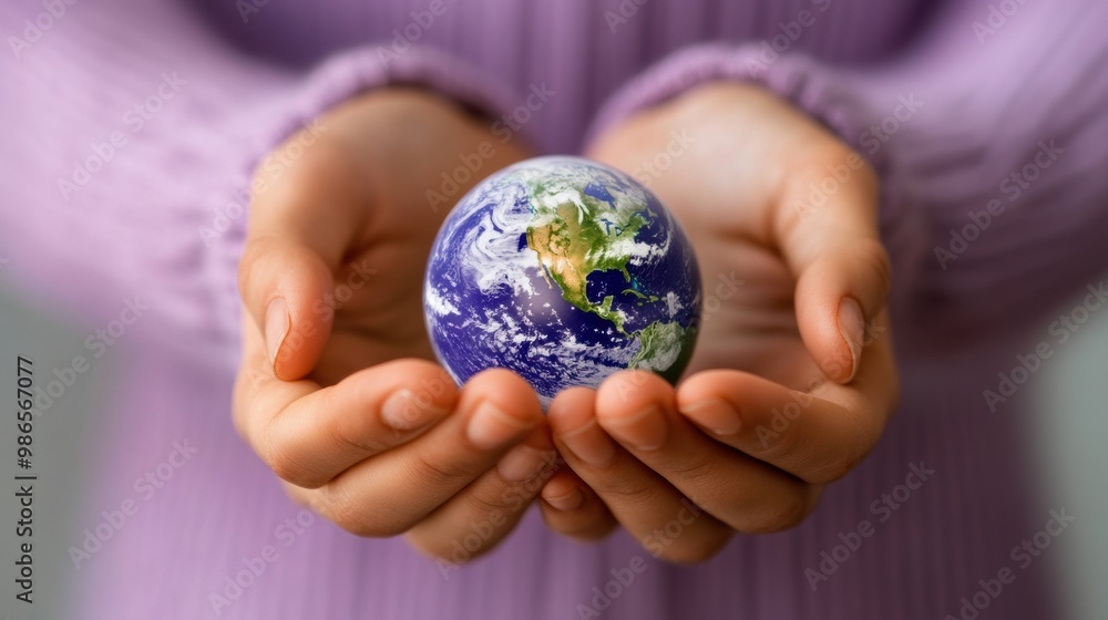 A person holding a small globe in their hands, AI A person holding a small globe in their hands, AI