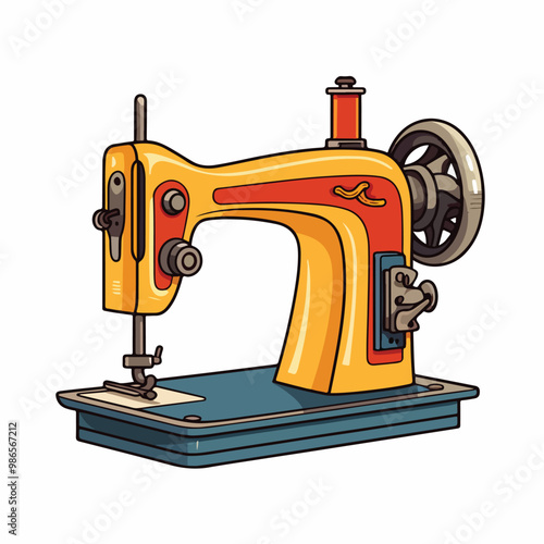 Cartoon Style Sewing Machine Vector Illustration for Creative Projects