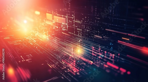 Wallpaper Mural Abstract digital technology background with futuristic elements and lighting Torontodigital.ca