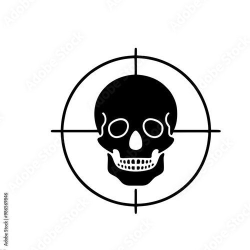Silhouette of a head in a sight on a light background, symbolizing focus and purposefulness. Minimalistic design with a gradient from black to gray, vector