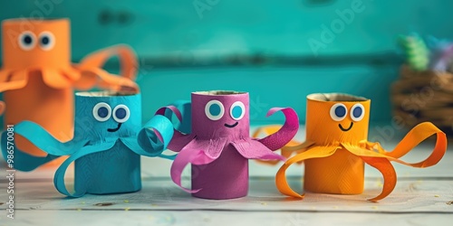 Step-by-Step Guide for Kids to Make a DIY Octopus Craft Using a Toilet Paper Roll at a Creative Workshop photo