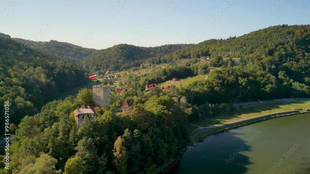 An ancient and beautiful castle built on the banks of the beautiful Dunajec River near the town of Nowy Sącz, Poland. An ancient and beautiful castle built on the banks of the beautiful Dunajec River near the town of Nowy Sącz, Poland.
