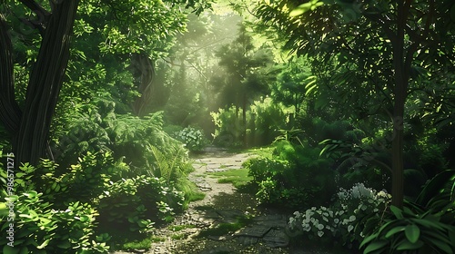 Sunbeams Through the Dense Jungle Canopy