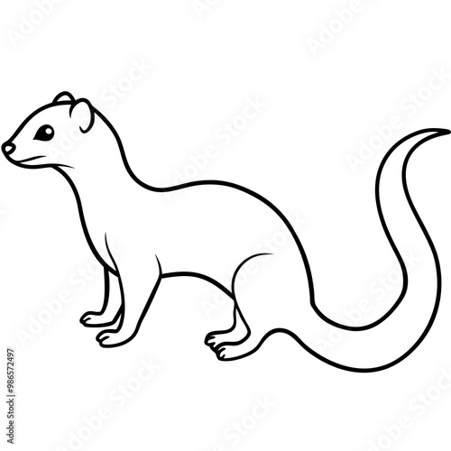 Sleek Minimalist Weasel in Forward Motion – Vector Art