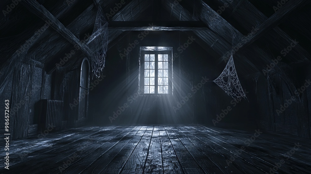 Eerie 3D Horror House with Haunting Attic, Cobwebs, and Chilling Aura Eerie 3D Horror House with Haunting Attic, Cobwebs, and Chilling Aura