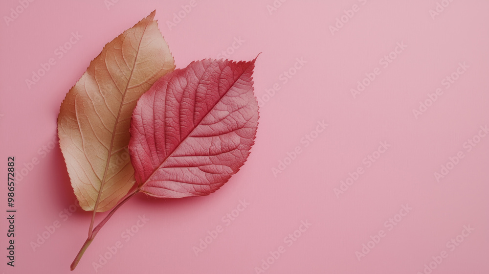 autumn seasonal red green leaf pink background space for copy text wallpaper backdrop autumn seasonal red green leaf pink background space for copy text wallpaper backdrop