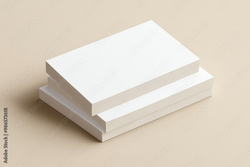 Stack of Blank White Business Cards on Beige Background Stack of Blank White Business Cards on Beige Background
