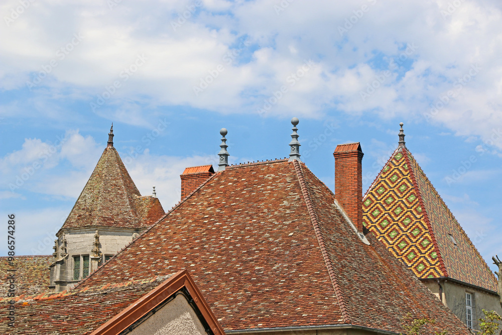 Rooftops of Historic buildings on a street in Gy, France Rooftops of Historic buildings on a street in Gy, France
