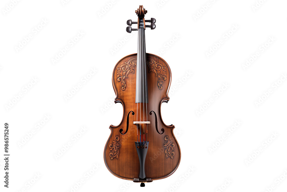 Obraz premium Ancient cello isolated on transparent background