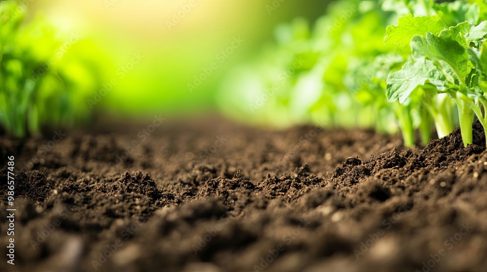 Close-up of soil rich in humus and organic material, fertile ground for crops Close-up of soil rich in humus and organic material, fertile ground for crops