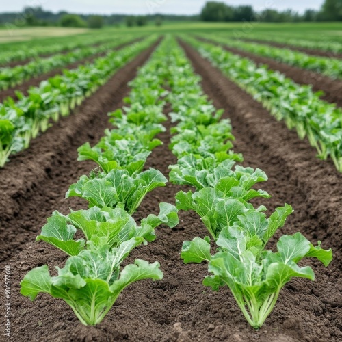 Crops flourishing in nutrient-dense soil, showcasing organic farming success