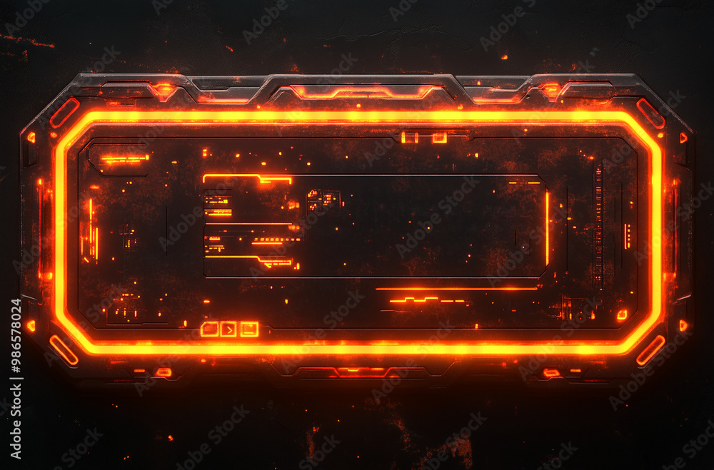 Obraz premium Rounded Rectangle Header with Thin Neon-Orange Border: Bright and Bold