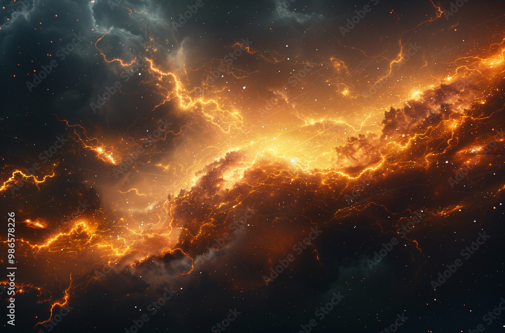 Naklejka premium Abstract Plasma Storm: Intense Flashes of Electric Energy