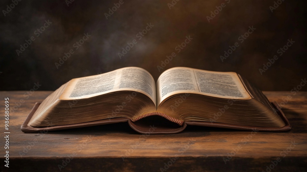 Obraz premium Holy bible laying open on a table