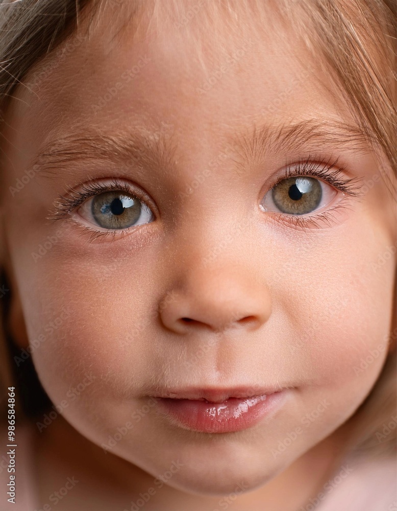 Innocent Close-Up of Young Girl with Gentle Expression and Bright Eyes Innocent Close-Up of Young Girl with Gentle Expression and Bright Eyes