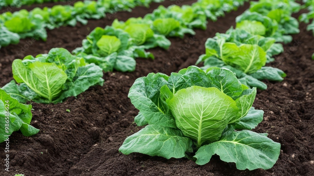 Lush crops thriving in soil enriched with green manure, organic farming technique Lush crops thriving in soil enriched with green manure, organic farming technique