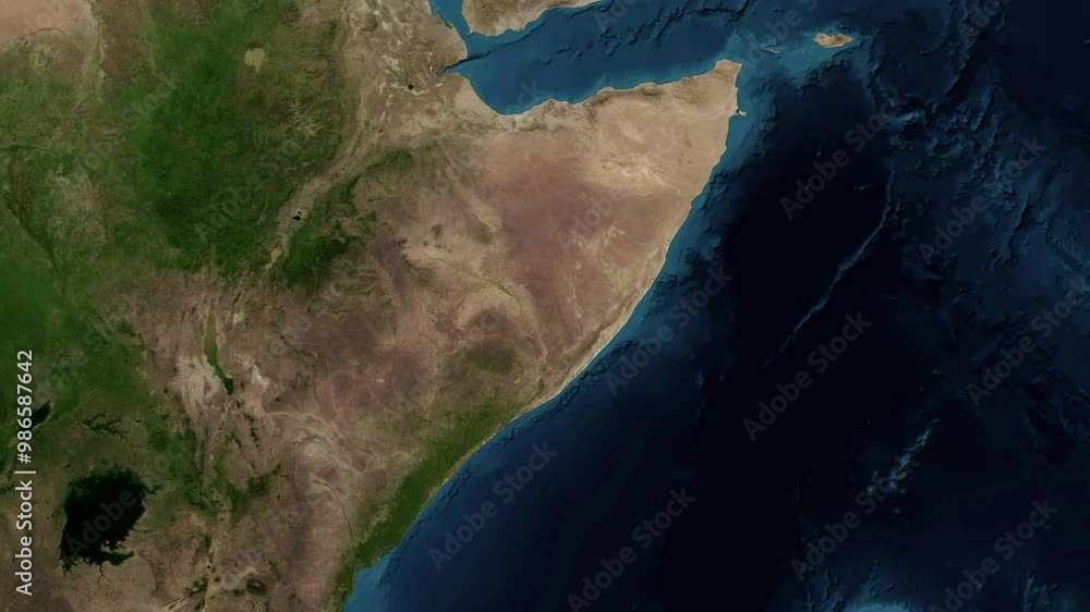 Zoom from Earth to Somalia. (No Border) World map animation with ...