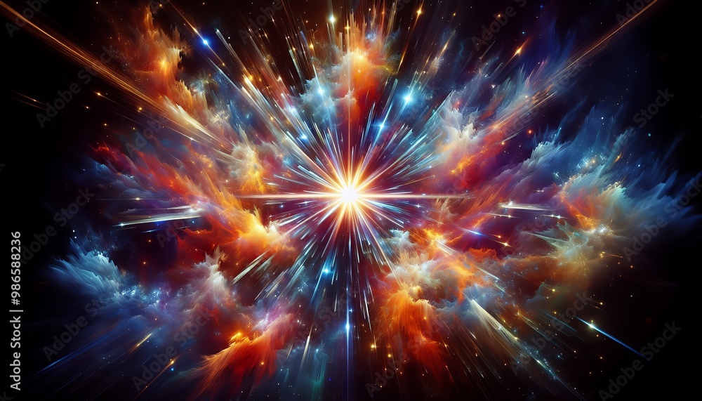 A mesmerizing depiction of a celestial explosion, symbolizing the birth of a new universe
A mesmerizing depiction of a celestial explosion, symbolizing the birth of a new universe