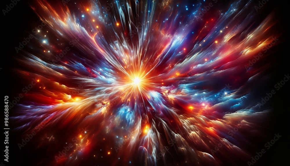 Fototapeta premium A mesmerizing depiction of a celestial explosion, symbolizing the birth of a new universe