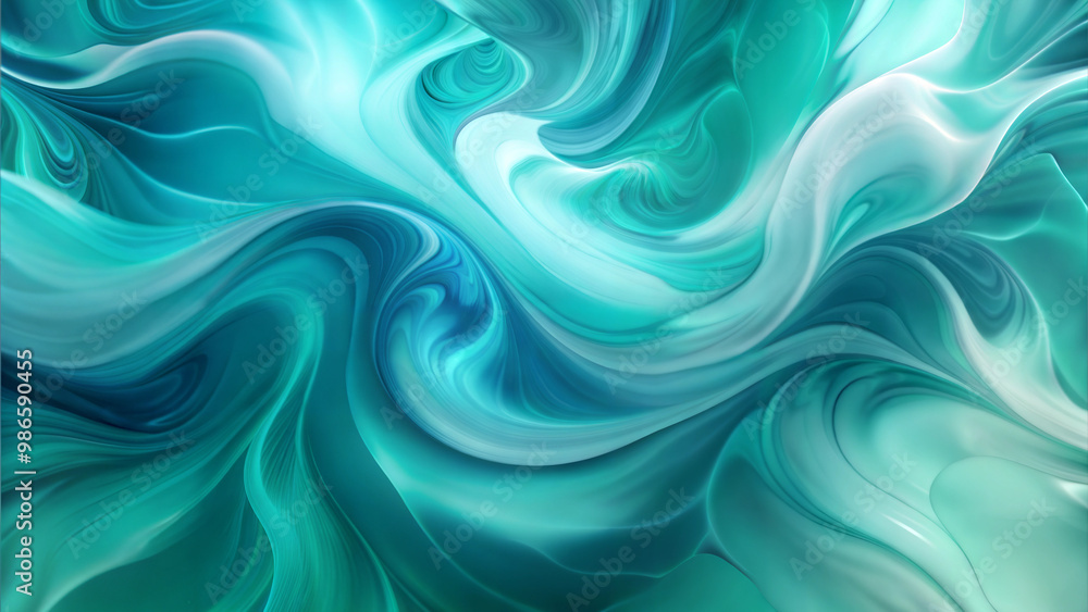 Fluid swirl abstract background, teal and turquoise hues, smooth marble-like textures with copy space Fluid swirl abstract background, teal and turquoise hues, smooth marble-like textures with copy space