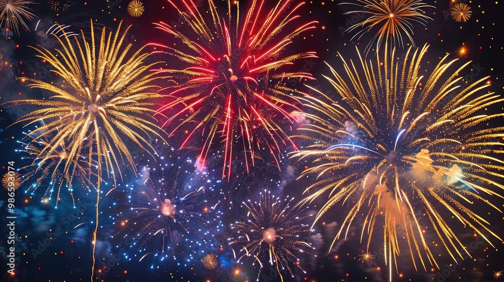 Fireworks illuminating the night sky. Fireworks illuminating the night sky.