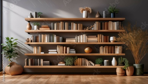 Wallpaper Mural shelves with books Torontodigital.ca