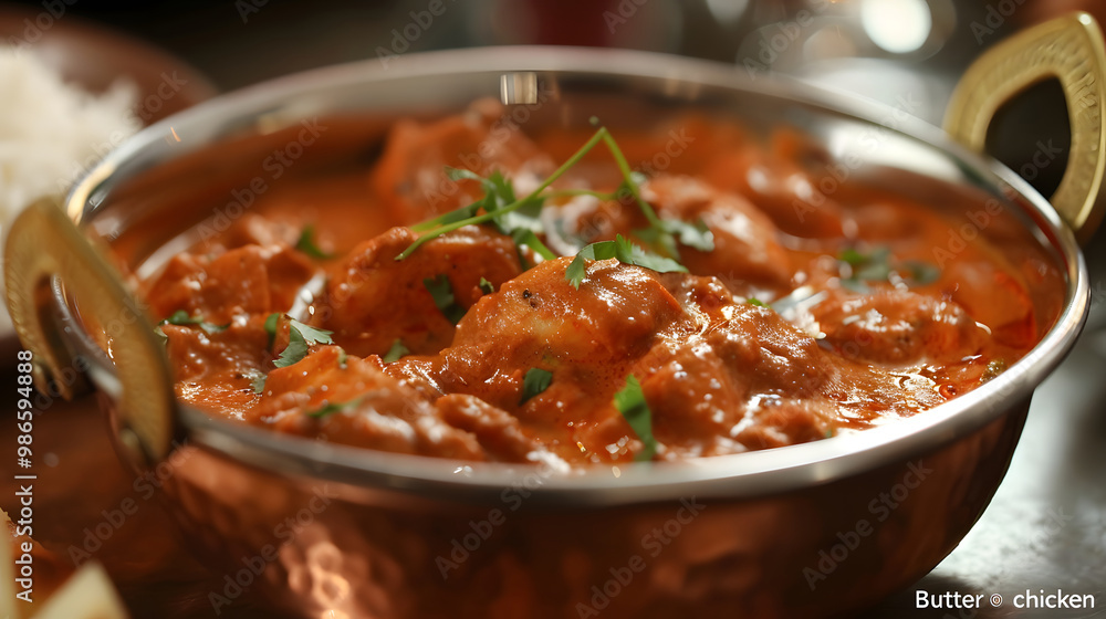 butter chicken, a popular Indian dish, chicken in a creamy tomato sauce with spices and butter, in a traditional Indian dish butter chicken, a popular Indian dish, chicken in a creamy tomato sauce with spices and butter, in a traditional Indian dish