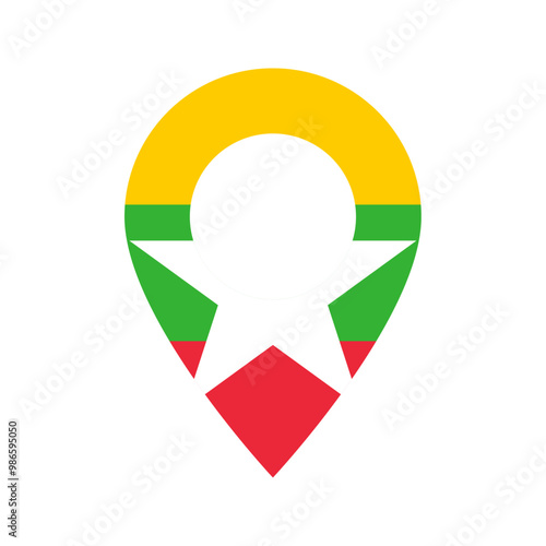 Free Download Myanmar flag location icon - GFXLoad