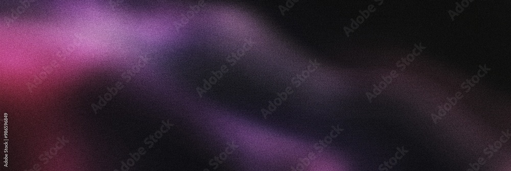 Obraz premium Grainy noisy poster background, dark olive and electric purple color wave, black backdrop, noise texture effect